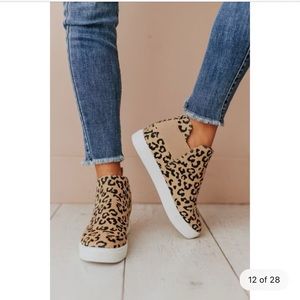 Cheetah print wedged sneakers